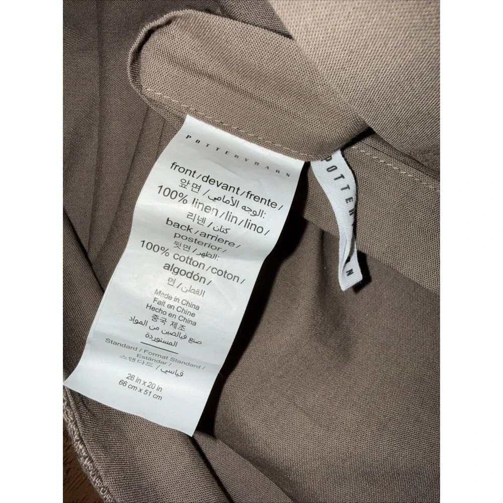 Pottery Barn Belgian Linen Standard Pillow Sham Taupe Textured Cover 26x20